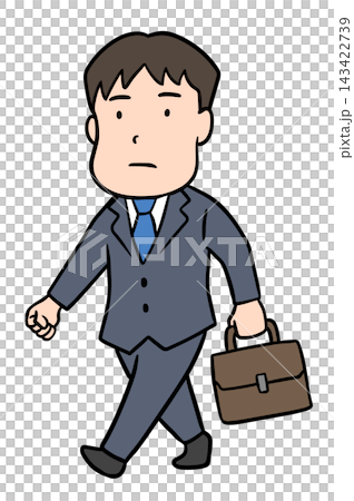 一幅插圖,描繪了一位商人手提公文包,快步走向工作地點或通勤。 一幅插圖,描繪了一位商人手提公文包,快步走向工作地點或通勤。 143422739