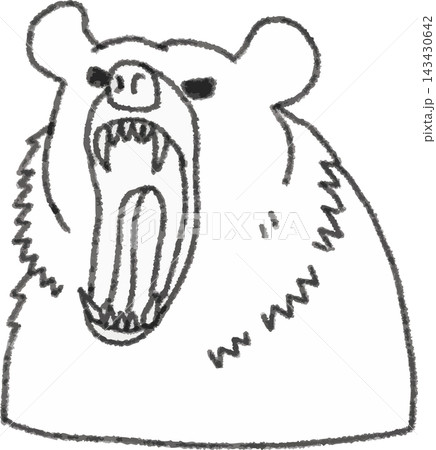 やや右を向いて吠える害獣クマの線画イラスト 手書き風デフォルメ(熊・人里出没・熊出没注意・危険威嚇・ やや右を向いて吠える害獣クマの線画イラスト 手書き風デフォルメ(熊・人里出没・熊出没注意・危険威嚇・ 143430642