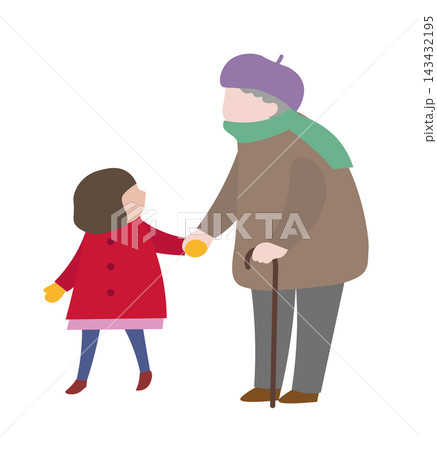 手をつなぐお年寄りと子ども 手をつなぐお年寄りと子ども 143432195