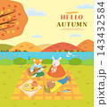 Warm and Cozy Cute Autumn Mood Illustration 143432584