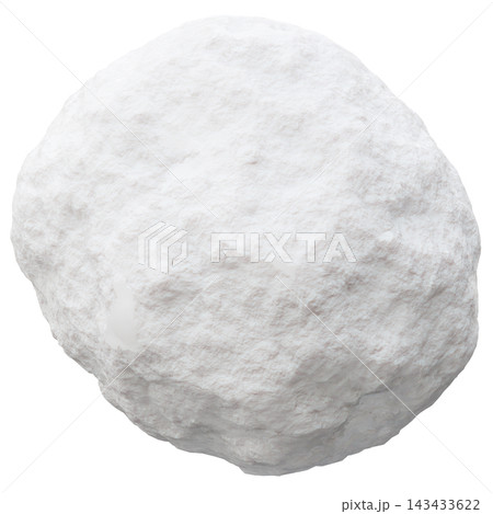 A snow ball is shown isolated with a clear background. The snow ball has a round shape and detailed texture for realistic appearance. This object 143433622