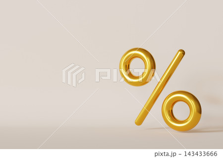 A simple 3D percentage sign stands on a light background, creating a finance theme. The design allows clear space for adding text or graphics A simple 3D percentage sign stands on a light background, creating a finance theme. The design allows clear space for adding text or graphics 143433666
