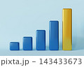 A financial chart displays increasing bar heights indicating growth over time. The background provides copy space for additional information 143433673