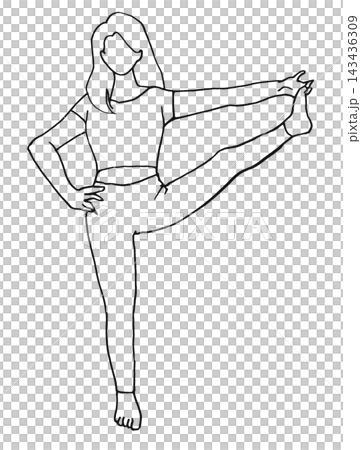 簡單的插圖,線條畫,瑜珈姿勢的女性 簡單的插圖,線條畫,瑜珈姿勢的女性 143436309