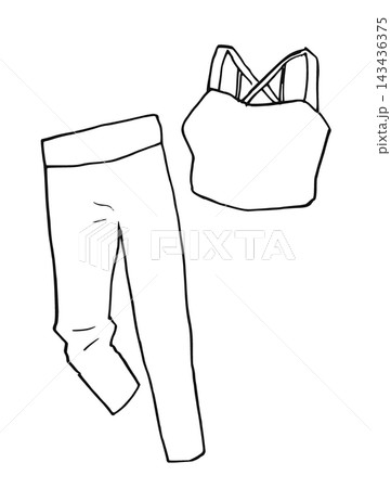 シンプルイラスト　線画イラスト　女性のヨガウェア 143436375