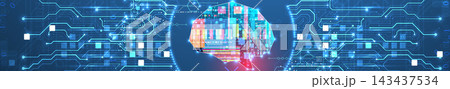 Cybernetic mind and network data processing abstract background. Vector 143437534