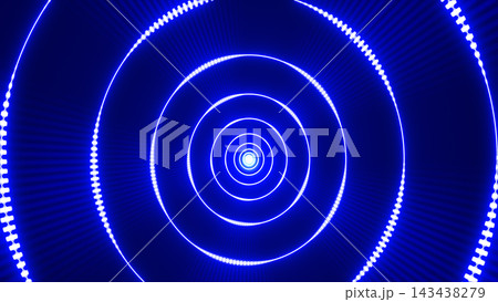 Abstract blue concentric rings glowing from the center with radiant lines, creating a futuristic tunnel or target effect. Abstract blue concentric rings glowing from the center with radiant lines, creating a futuristic tunnel or target effect. 143438279