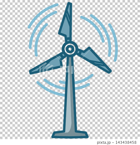 Blue Wind Turbine Icon for Renewable Energy Generation 143438458