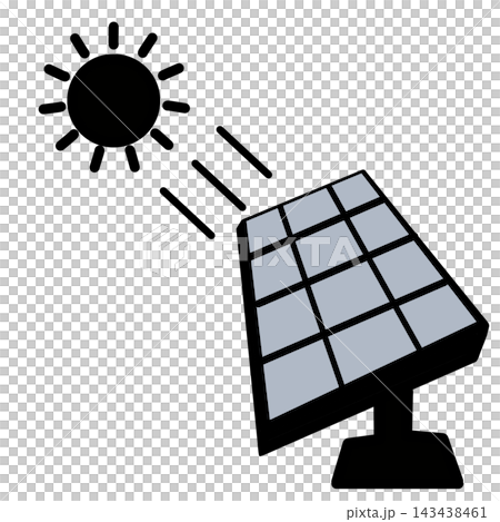 Solar Panel with Sun Black Icon for Solar Power Generation Solar Panel with Sun Black Icon for Solar Power Generation 143438461