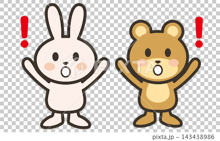Cute animal character illustrations of a surprised rabbit and a bear Cute animal character illustrations of a surprised rabbit and a bear 143438986