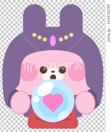 A fortune teller rabbit using a crystal ball (for love luck) A fortune teller rabbit using a crystal ball (for love luck) 143439299