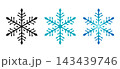 冬の雪の結晶アイコン3点セット　黒・水色・青グラデーションのベクター素材 143439746