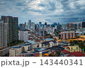 Dramatic skyline of Kuala Lumpur at dusk with urban buildings and clouds 143440341