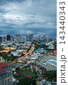 Dramatic skyline of Kuala Lumpur under a cloudy sky at dusk 143440343
