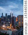 Scenic skyline view of Kuala Lumpur with illuminated buildings at dusk 143440346