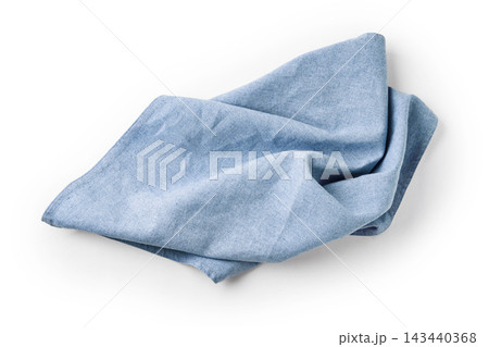Top view of blue linen napkin isolated on white background Top view of blue linen napkin isolated on white background 143440368