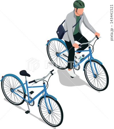 Man riding bicycle isolated on white background 143441521