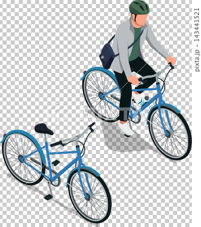 Man riding bicycle isolated on white background 143441521
