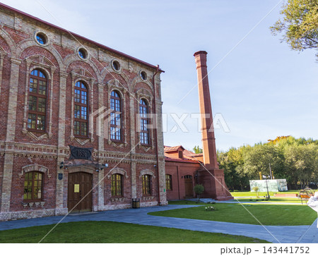 Title: Minsk, Belarus - October 5, 2026: Historic red brick distillery complex in Loshitsa Park. Outdoors 143441752