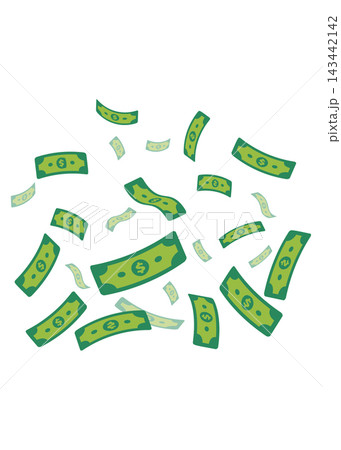 Falling Money Rain Green Cash Banknotes 143442142