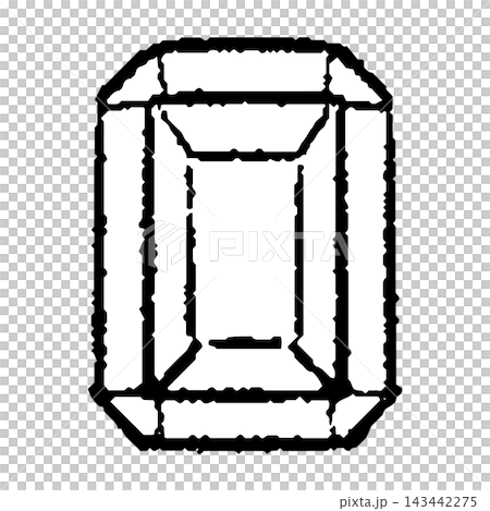 手描きの四角い宝石の線画 143442275