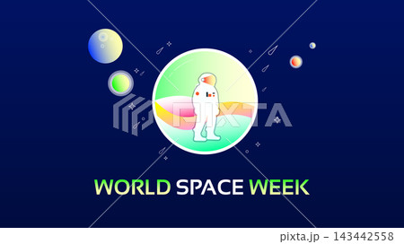 World space week, Banner poster desig celebrated in October. Perfect for background,holiday event,Header design,Social media,Vector Illustration 143442558