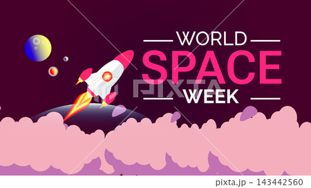 World space week, Banner poster desig celebrated in October. Perfect for background,holiday event,Header design,Social media,Vector Illustration World space week, Banner poster desig celebrated in October. Perfect for background,holiday event,Header design,Social media,Vector Illustration 143442560