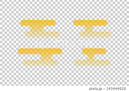 Japanese-style cloud and mist halftone set of 4 mist parts drawn with halftone dots, in Japanese colors: golden yellow and yellow. Japanese-style cloud and mist halftone set of 4 mist parts drawn with halftone dots, in Japanese colors: golden yellow and yellow. 143444828