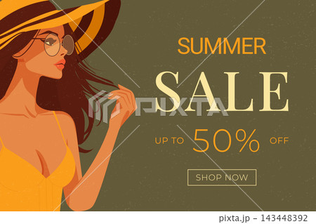 discount promotion layout featuring glamour fashion girl vector art 143448392
