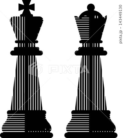 Black chess king and queen silhouettes on a white background vector illustration Black chess king and queen silhouettes on a white background vector illustration 143449130
