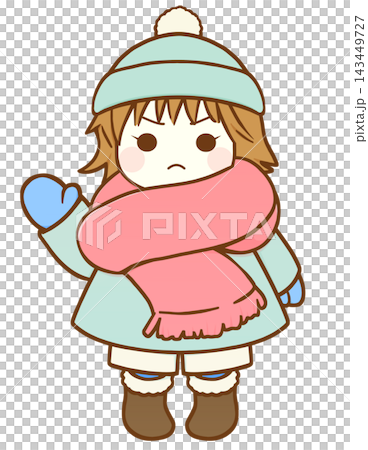 寒い日の女の子（右手・真剣） 143449727
