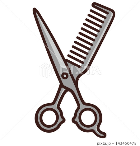 Symbol of the hairdressing profession scissors and a comb together 143450478