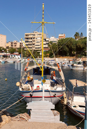 Traditional Fishing Boat in Chania Harbor, Crete, Greece 143451819
