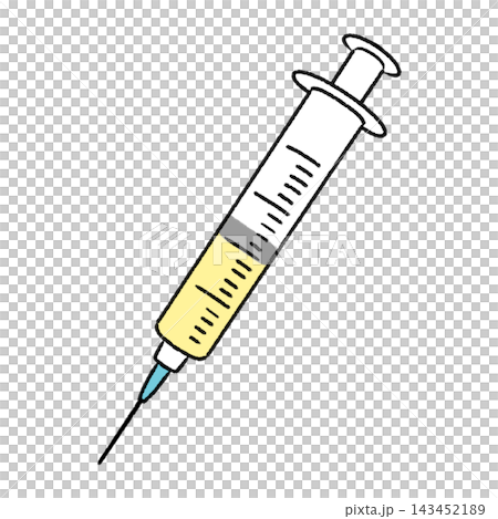 一幅簡單可愛的注射器插圖。 143452189