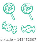 かわいい黄緑模様のキャンディのイラストセット 143452307