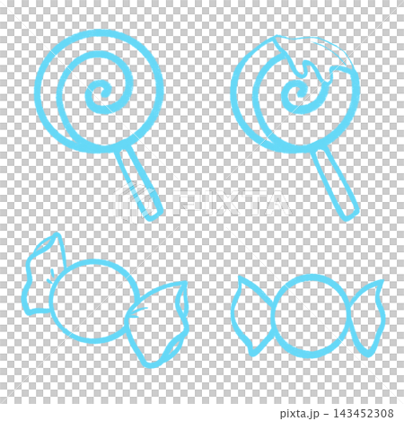 一組可愛的淺藍色糖果插畫 143452308