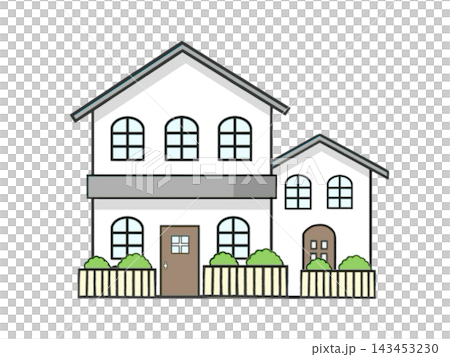 Illustration of a stylish two-story house Illustration of a stylish two-story house 143453230