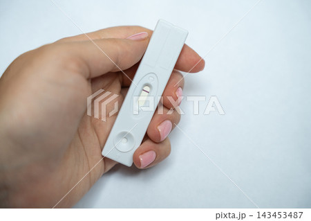 Woman hand holding negative pregnancy test for birth control or fertility concept Woman hand holding negative pregnancy test for birth control or fertility concept 143453487