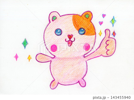 ゆるキャラマスコットアイドル色鉛筆画イラスト ゆるキャラマスコットアイドル色鉛筆画イラスト 143455940