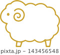 かわいい金色の羊のベクターイラスト、干支、未 かわいい金色の羊のベクターイラスト、干支、未 143456548