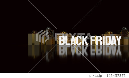 Black Friday Sale with Elegant Gold Gift Boxes 3d render. Black Friday Sale with Elegant Gold Gift Boxes 3d render. 143457273