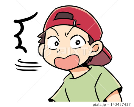 驚いて振り向く男の子のイラスト 143457437