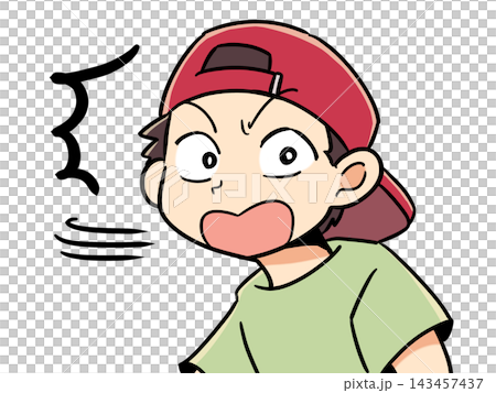 驚いて振り向く男の子のイラスト 143457437