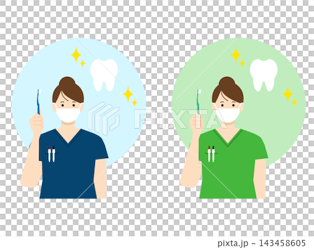 A healthcare worker holding a toothbrush A healthcare worker holding a toothbrush 143458605