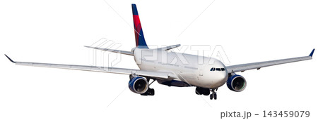 Commercial passenger airplane on white 143459079