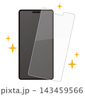 スマホ保護フィルムをきれいに貼り付けたピカピカなスマートフォンのイラスト 143459566