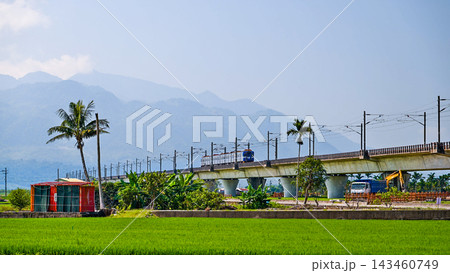 Train on railway bridge in Yuli, Taiwan Train on railway bridge in Yuli, Taiwan 143460749