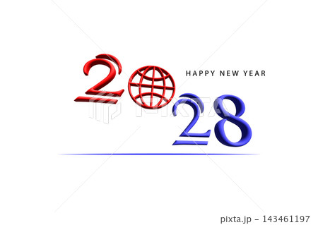 Happy New Year 2028 Globe Design With Red And Blue Numbers Minimal Holiday Greeting Happy New Year 2028 Globe Design With Red And Blue Numbers Minimal Holiday Greeting 143461197