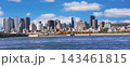 Panoramic view of Montreal skyline in autumn with Saint Lawrence River on the foreground 143461815