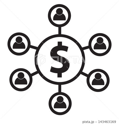 Crowdfunding icon. Crowdfunding Campaign sign. network line symbol. flat style. Crowdfunding icon. Crowdfunding Campaign sign. network line symbol. flat style. 143463169